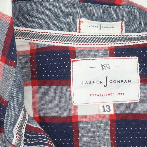 Jasper Conran Boys Multicoloured Check Short Sleeve Cotton Button-Up Shirt 13 Years