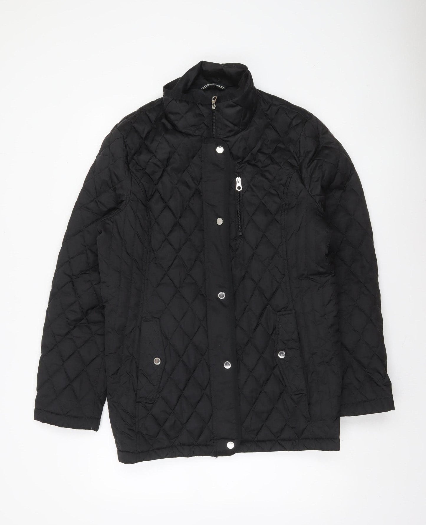Nautica Womens Black Quilted Mid-Length Jacket XL