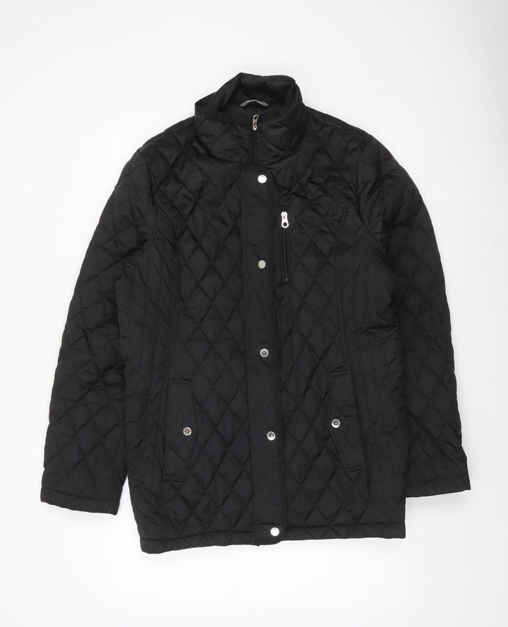 Nautica Womens Black Quilted Mid-Length Jacket XL