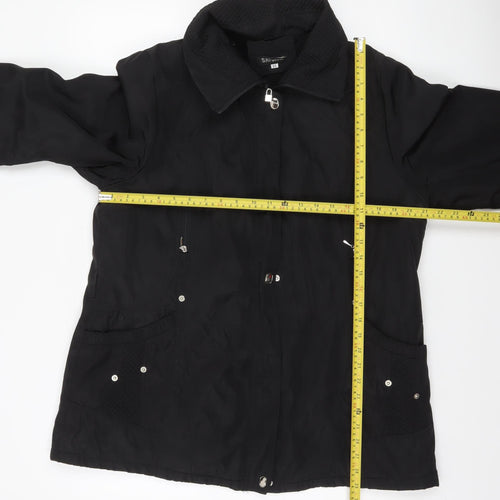Saturne Women’s Black Mid-Length Zip Jacket Size 16 Polyester Lined