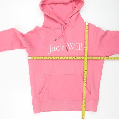 Jack Wills Womens Pink Pullover Hoodie UK 8 Cotton Logo Casual