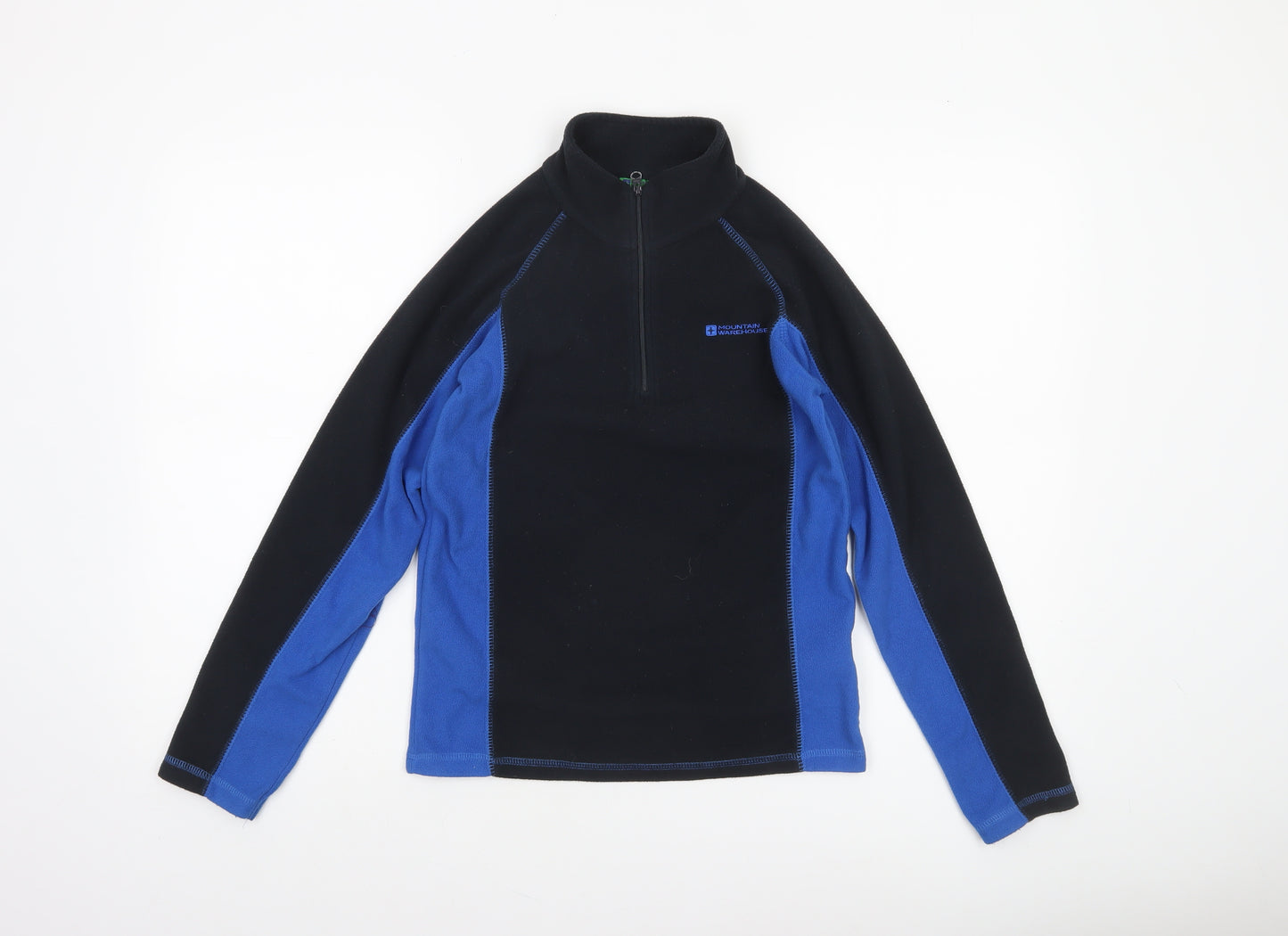 Mountain Warehouse Boys Black Blue Fleece 1/4 Zip Pullover Sweatshirt 11-12 Years