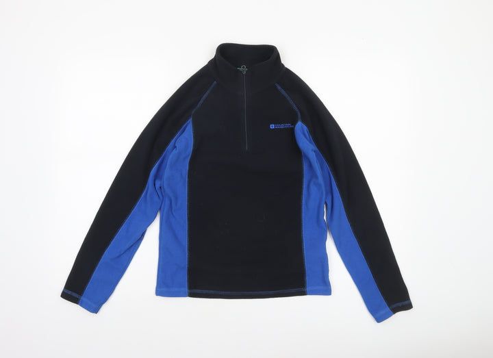 Mountain Warehouse Boys Black Blue Fleece 1/4 Zip Pullover Sweatshirt 11-12 Years