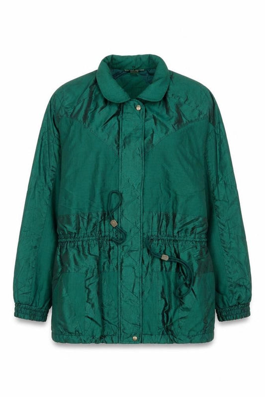 Front view of Chaver women’s green nylon polyester windbreaker jacket m