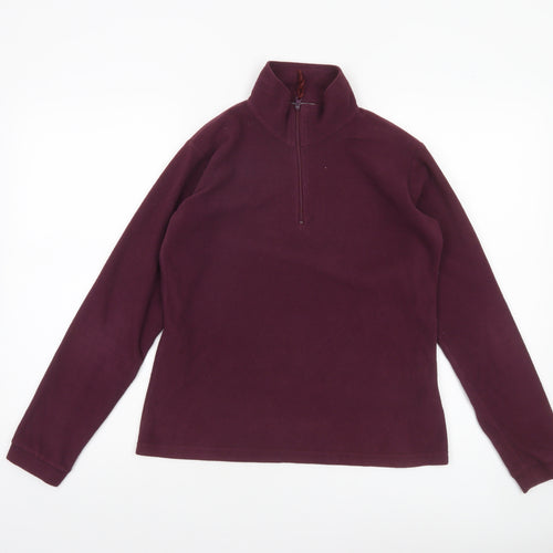 Parallel Womens Burgundy Fleece 1/2 Zip Pullover Sweatshirt UK 8