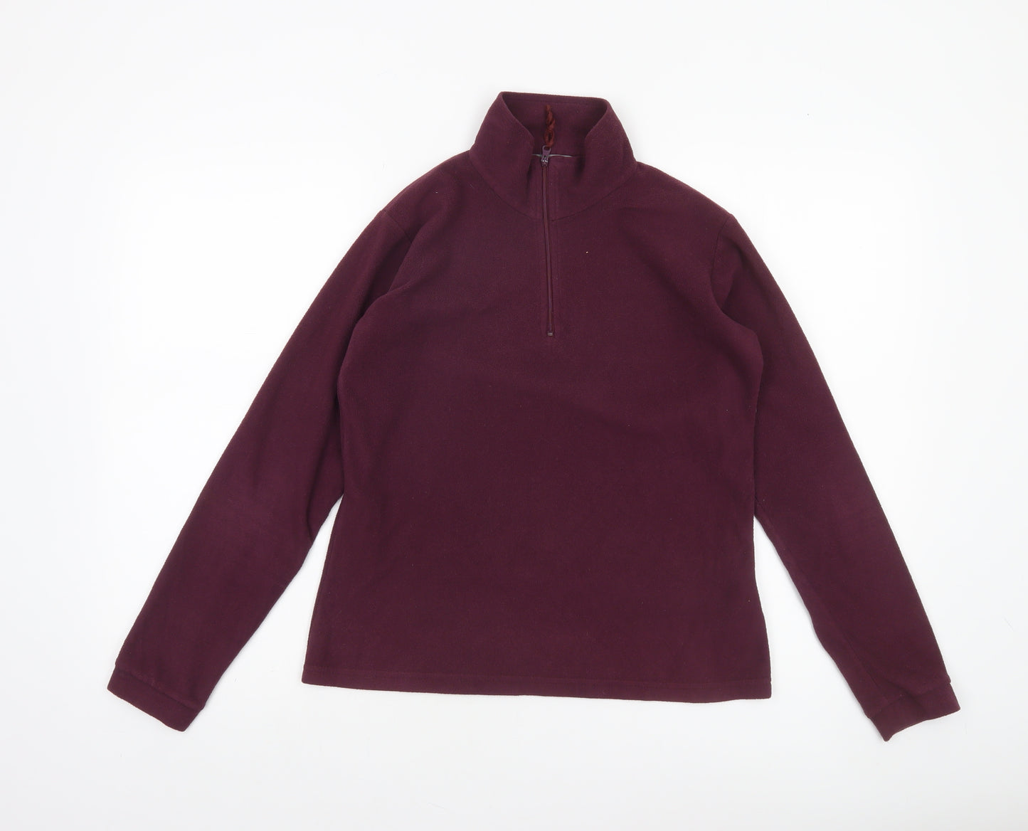 Parallel Womens Burgundy Fleece 1/2 Zip Pullover Sweatshirt UK 8