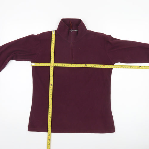 Parallel Womens Burgundy Fleece 1/2 Zip Pullover Sweatshirt UK 8