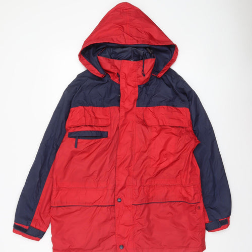 Ciorra Serlis Men’s Red Navy Hooded Parka Jacket Waterproof M