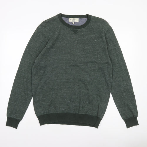 Next Men Green Cotton Blend Crew Neck Pullover Jumper L
