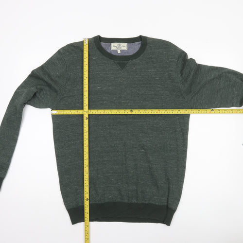 Next Men Green Cotton Blend Crew Neck Pullover Jumper L