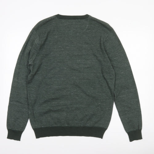 Next Men Green Cotton Blend Crew Neck Pullover Jumper L