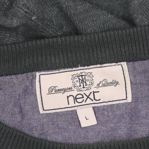 Next Men Green Cotton Blend Crew Neck Pullover Jumper L
