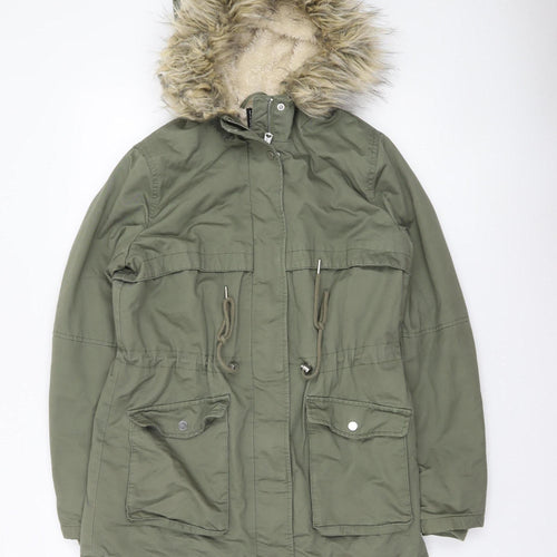 H&M Divided Womens Green Hooded Parka Coat Size S