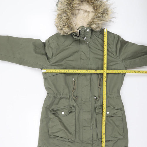 H&M Divided Womens Green Hooded Parka Coat Size S