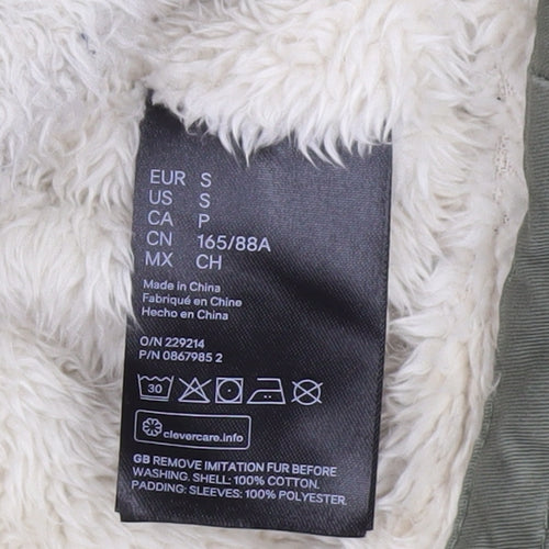 H&M Divided Womens Green Hooded Parka Coat Size S