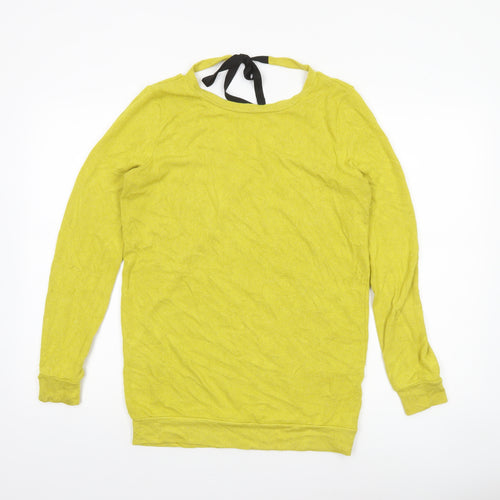 River Island Women's Yellow Wrap V-Neck Jumper Size 6 Lightweight Knit