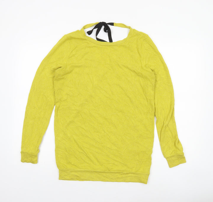 River Island Women's Yellow Wrap V-Neck Jumper Size 6 Lightweight Knit