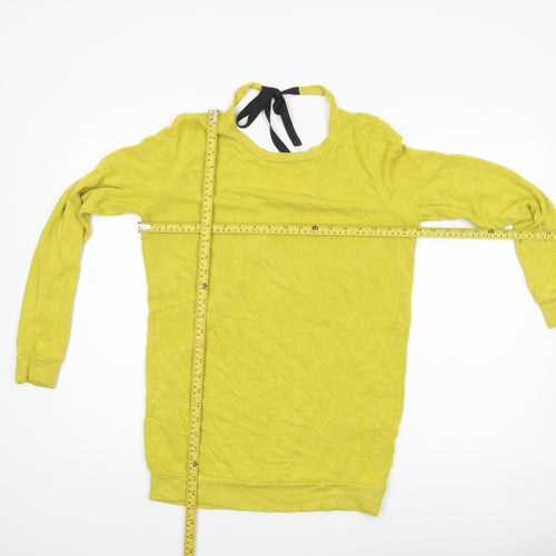 River Island Women's Yellow Wrap V-Neck Jumper Size 6 Lightweight Knit