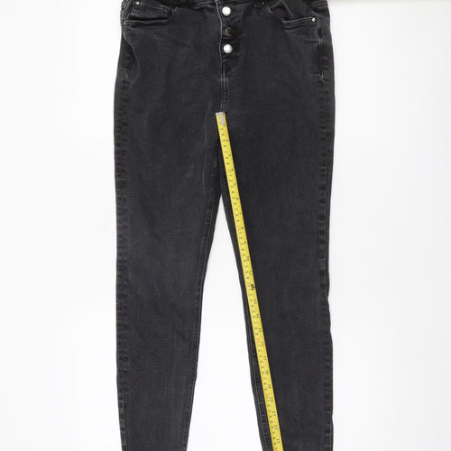 Denim Co Women Black Skinny Jeans Size 16 High Rise Stretch