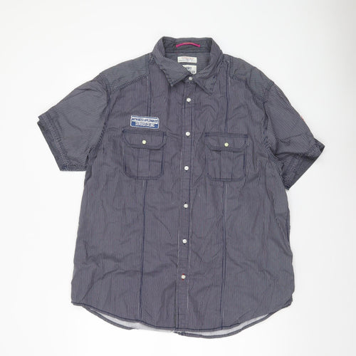 Springfield Men's Blue Striped Cotton Button-Up Shirt XL Casual Workwear