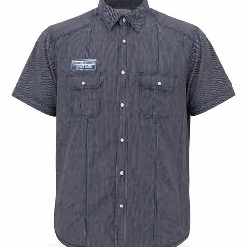 Springfield Men's Blue Striped Cotton Button-Up Shirt XL Casual Workwear