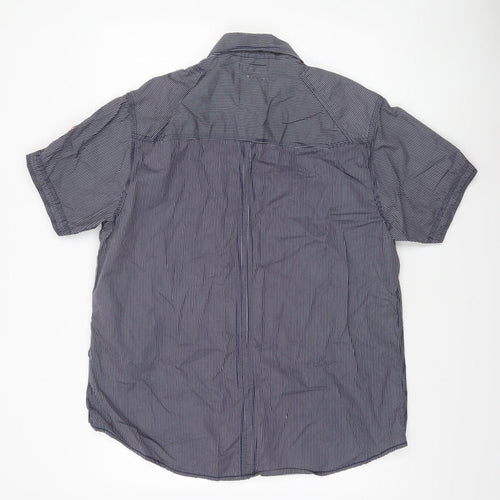 Springfield Men's Blue Striped Cotton Button-Up Shirt XL Casual Workwear