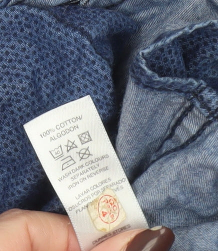 CENTERED Men's Blue Cotton Short Sleeve Button-Up Casual Shirt Size S