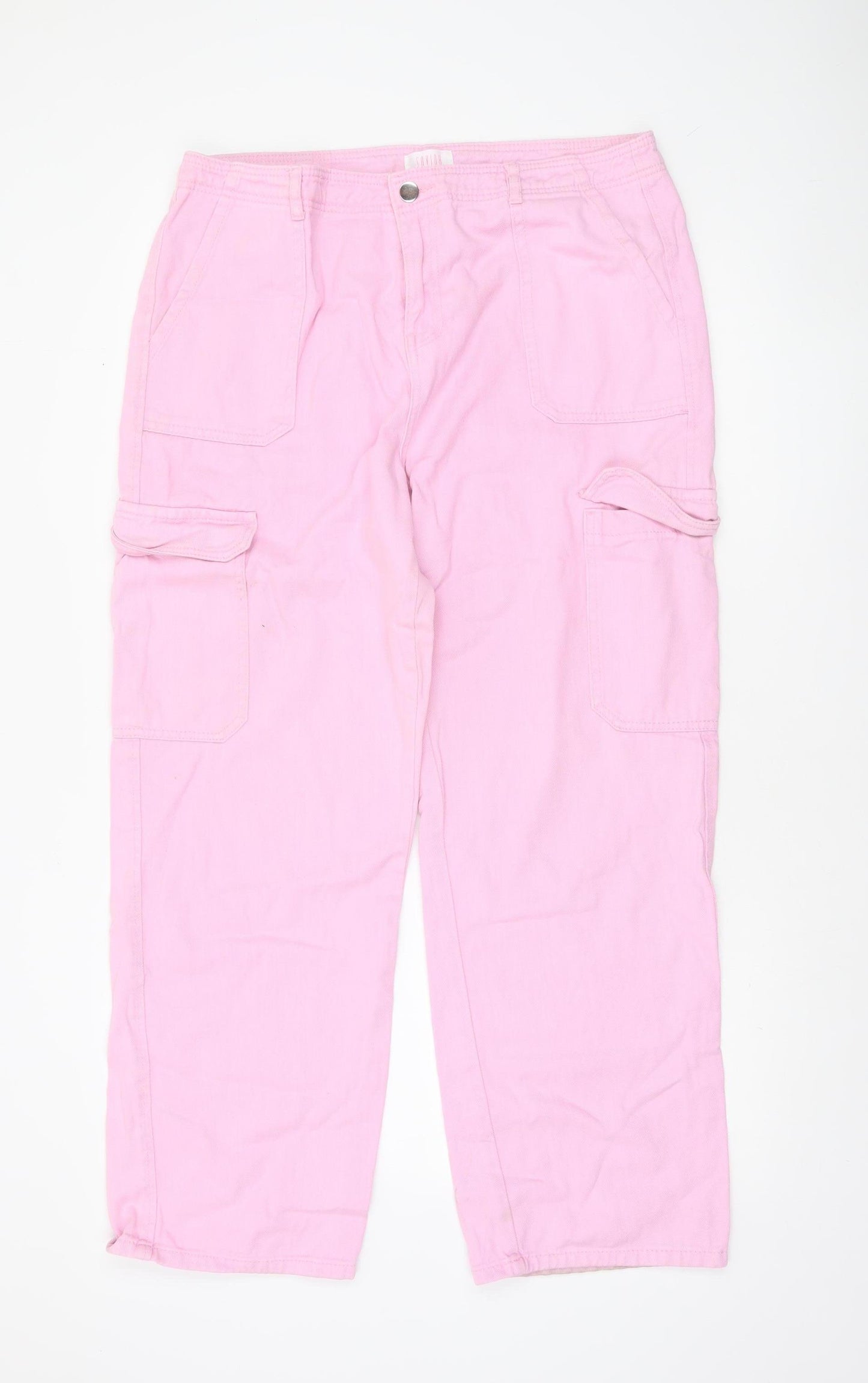 Savida Women’s Pink Cotton Cargo Jeans Size 16 Straight Leg