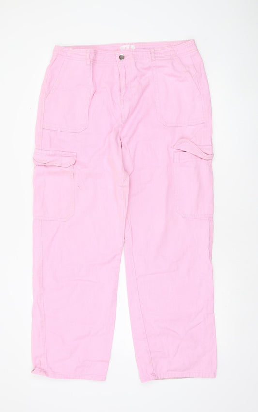 Savida Women’s Pink Cotton Cargo Jeans Size 16 Straight Leg