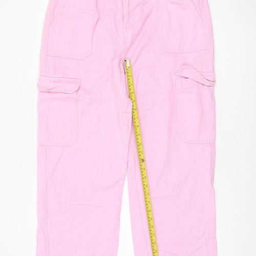 Savida Women’s Pink Cotton Cargo Jeans Size 16 Straight Leg