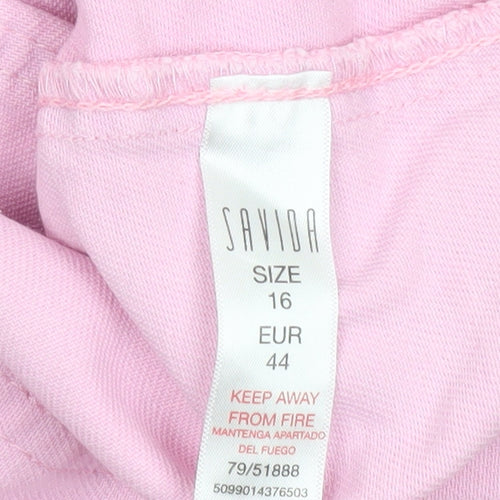 Savida Women’s Pink Cotton Cargo Jeans Size 16 Straight Leg