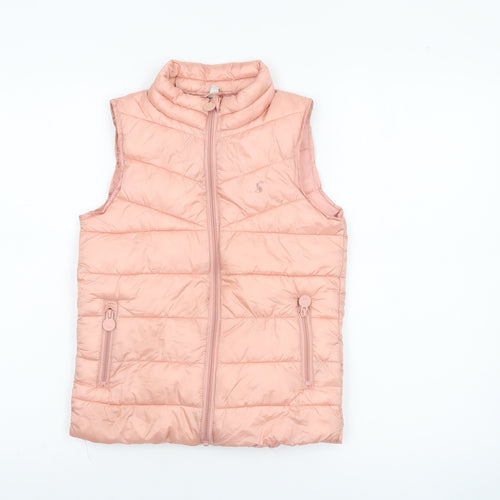 Joules Girls Pink Puffer Gilet 7-8 Years Lightweight Quilted Waistcoat