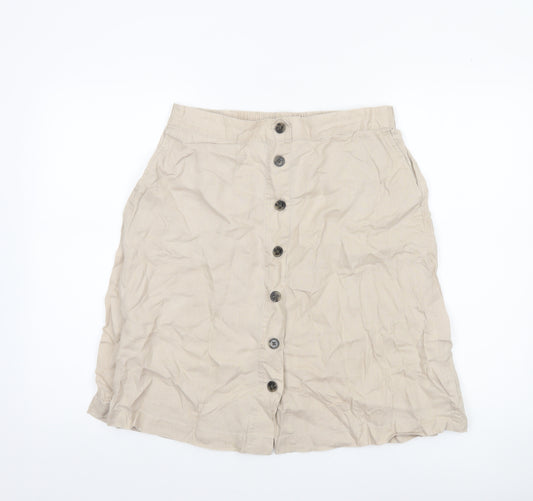 Part Two Women’s Beige Cotton Button Knee Skirt Size 16
