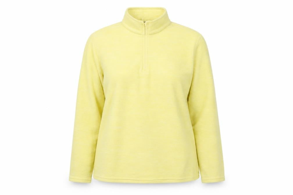 Front view of Mountain Warehouse Women Yellow Fleece 1/2 Zip Pullover Sweatshirt UK 20