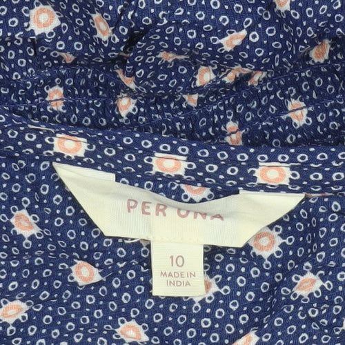 Marks and Spencer Per Una Blue Floral Fit & Flare Dress Women Size 10