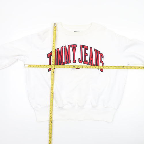 Tommy Jeans Women's White Cotton Crew Neck Pullover Sweatshirt M
