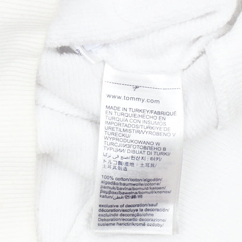 Tommy Jeans Women's White Cotton Crew Neck Pullover Sweatshirt M