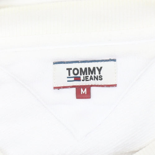 Tommy Jeans Women's White Cotton Crew Neck Pullover Sweatshirt M