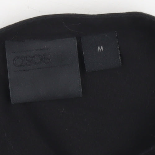 ASOS Men’s Black Slim Fit Short Sleeve Band Collar Button-Up Shirt Medium