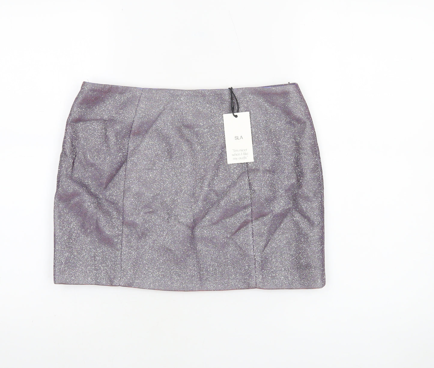 SLA The Label Women’s Purple Glitter Short Pencil Skirt Size S