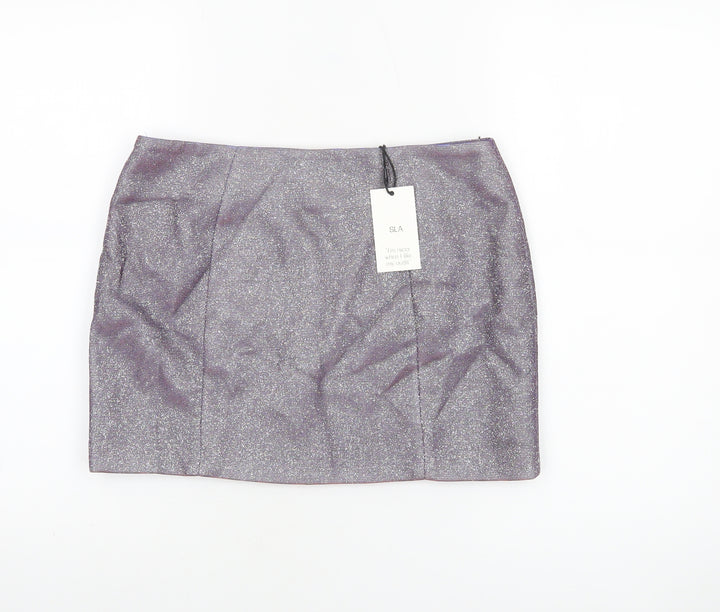 SLA The Label Women’s Purple Glitter Short Pencil Skirt Size S
