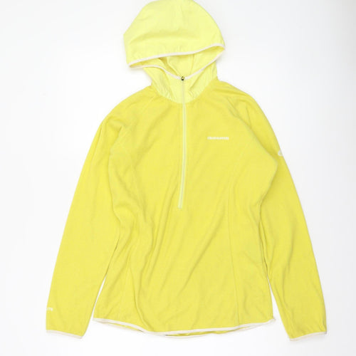 Craghoppers Women Yellow 1/2 Zip Hooded Pullover UK 10 Polyester Fleece