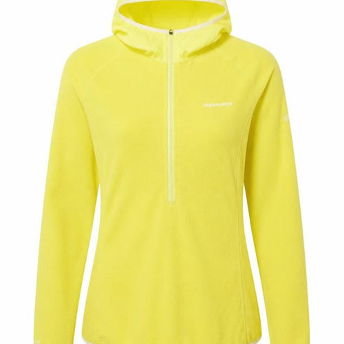 Craghoppers Women Yellow 1/2 Zip Hooded Pullover UK 10 Polyester Fleece