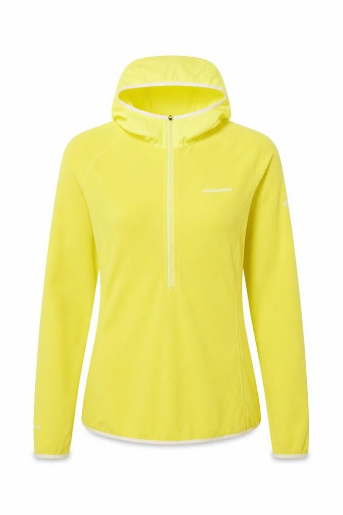 Craghoppers Women Yellow 1/2 Zip Hooded Pullover UK 10 Polyester Fleece