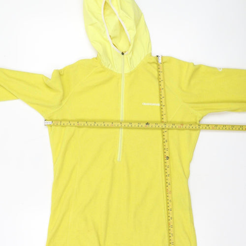Craghoppers Women Yellow 1/2 Zip Hooded Pullover UK 10 Polyester Fleece