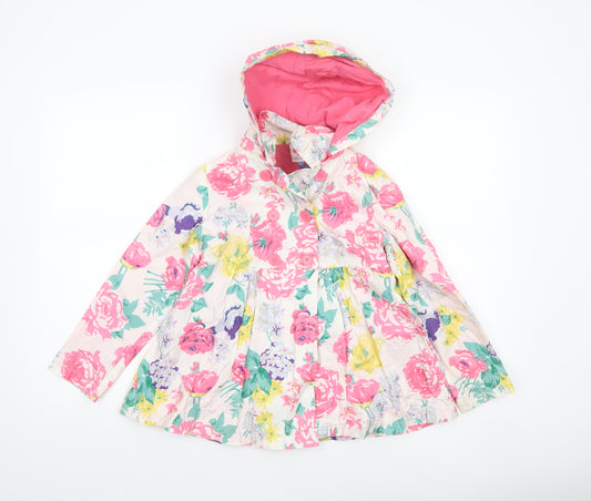 John Lewis Girls Multicoloured Floral Hooded Cotton Rain Coat Age 8