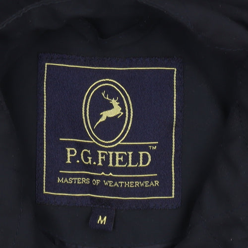 P.G. Field Men's Blue Quilted Mid-Length Jacket M Outdoor Weatherwear