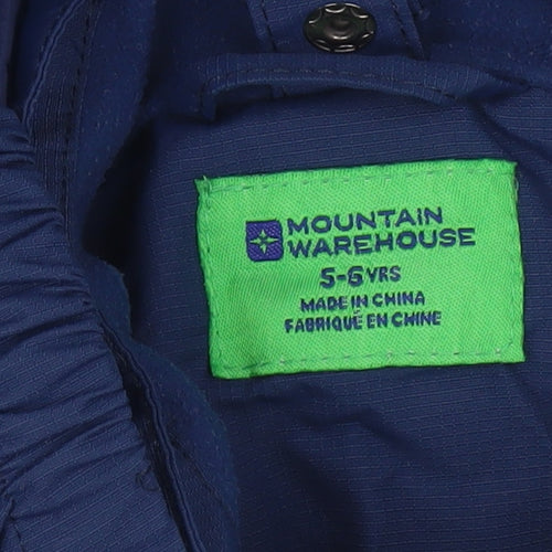 Mountain Warehouse Boys Blue 5-6 Years Waterproof Hooded Rain Coat Jacket