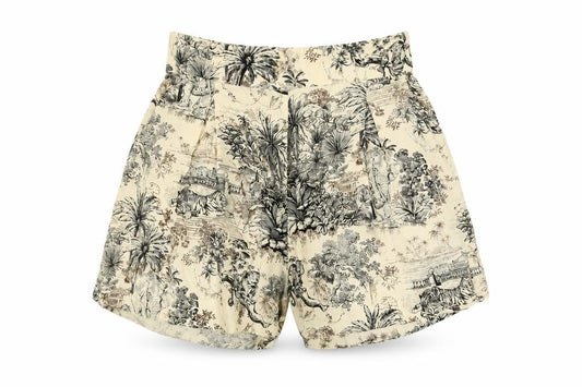C&A Women Beige Animal Print High Rise Paperbag Shorts Size 8 Viscose