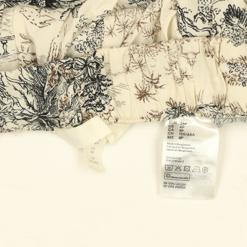 C&A Women Beige Animal Print High Rise Paperbag Shorts Size 8 Viscose